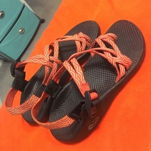 Orange and Black Designed Chacos